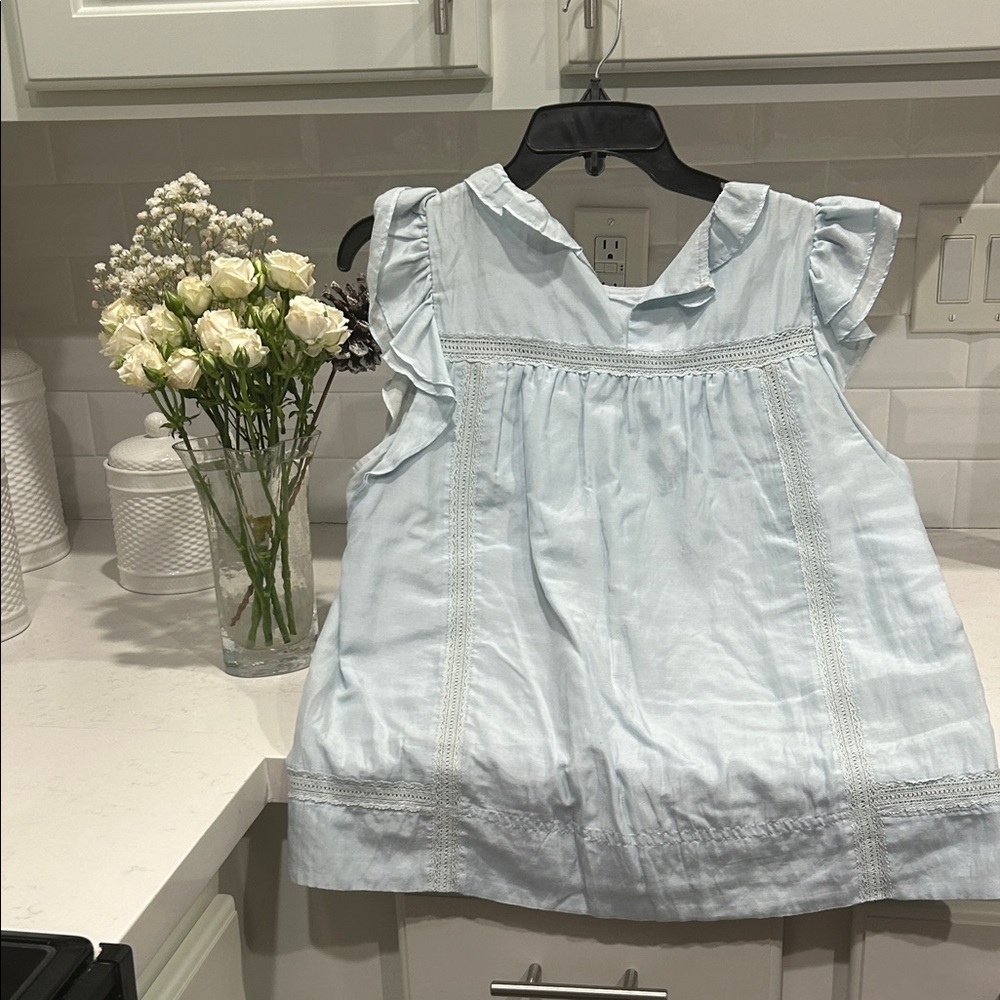 J. Crew Light Blue Ruffle Blouse - Picture 3 of 3